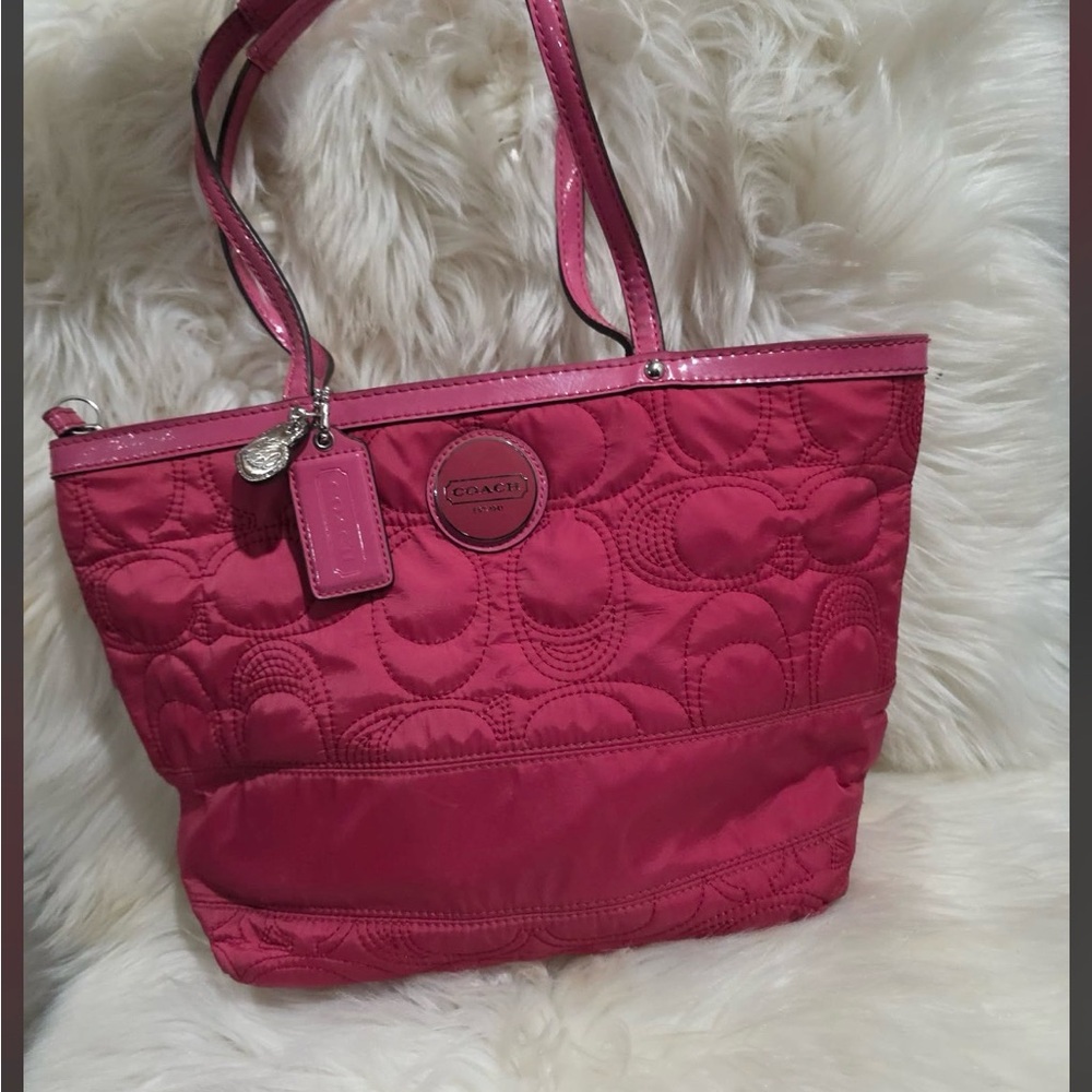 Coach Fuchsia Quilted Tote Bag
